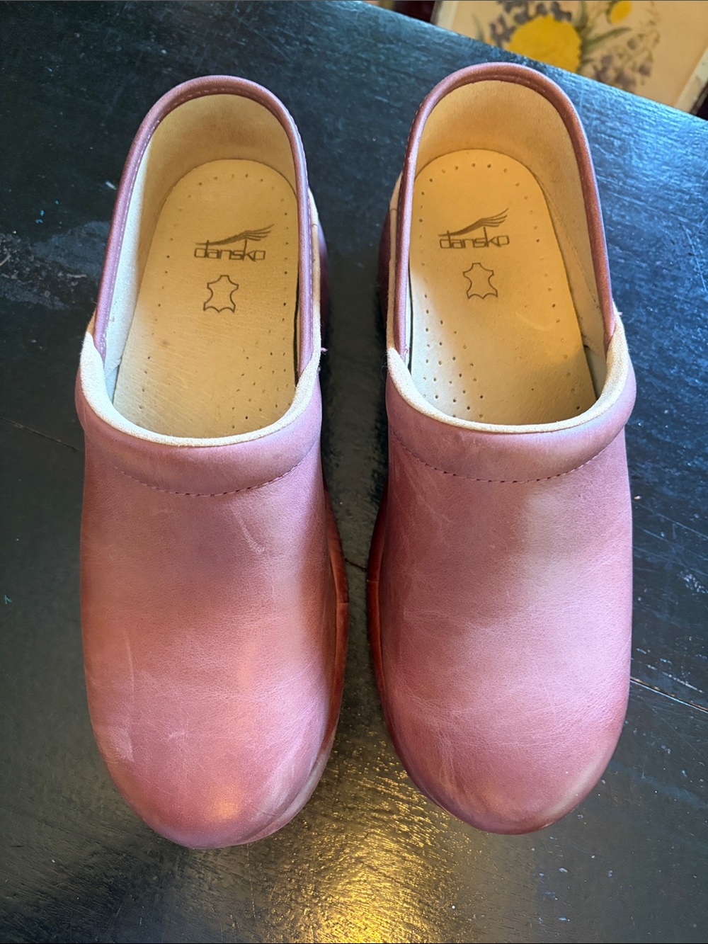 Dansko Mauve Leather Slip-On Clogs